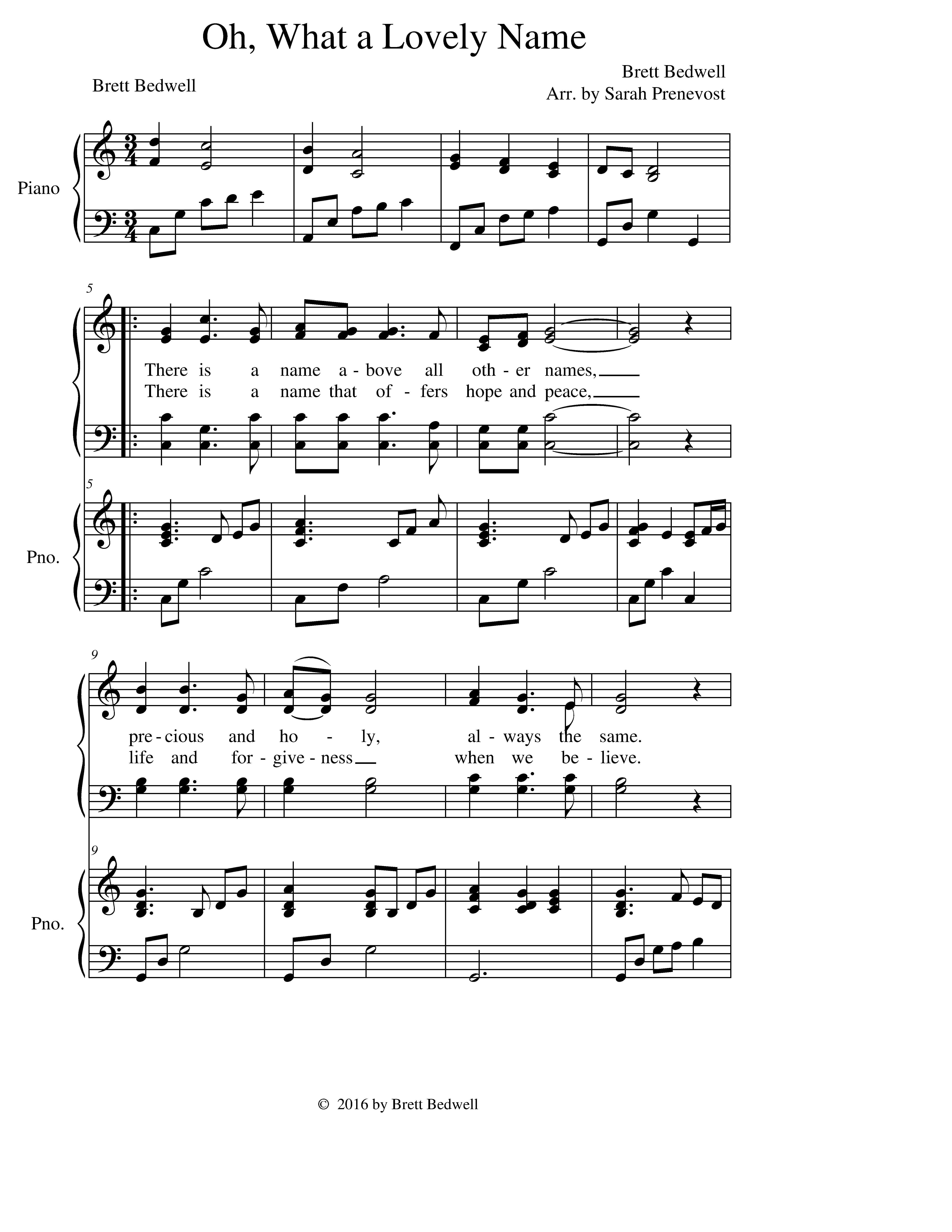 Oh, What a Lovely Name Bedwell Music